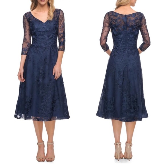LA FEMME Lace A-Line Dress